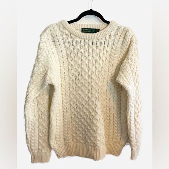 Vintage Blarney Woolen Mills Irish Fisherman 100% Wool Cable Knit Sweater small - Picture 6 of 6